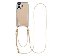 Selencia Coque de télephone Nova Croco avec cordon et porte-cartes pour Apple iPhone 17 - Beige