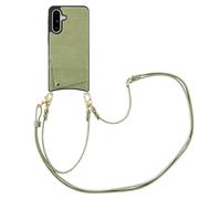 Selencia Nova Croco Phone Case avec cordon et porte-cartes pour le Samsung Galaxy A36 / A56 - Sage Green