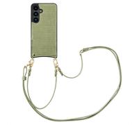 Selencia Nova Croco Phone Case avec cordon et porte-cartes pour le Samsung Galaxy S24 - Sage Green