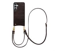 Selencia Selencia Coque de télephone Nova Croco avec cordon et porte-cartes pour Samsung Galaxy S25 FE Choco Brown Brun foncé