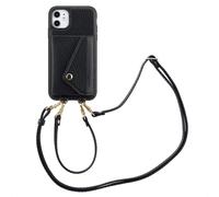 Selencia Selencia Coque de télephone Sera avec cordon et porte-cartes enveloppe iPhone 11 Noir Noir