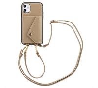 Selencia Selencia Coque de télephone Sera avec cordon et porte-cartes enveloppe iPhone 11 Taupe Beige