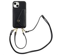 Selencia Coque de téléphone Sera avec cordon et porte-cartes enveloppe pour Apple iPhone 13 - Noir
