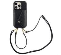Selencia Selencia Coque de télephone Sera avec cordon et porte-cartes enveloppe iPhone 14 Pro Noir Noir