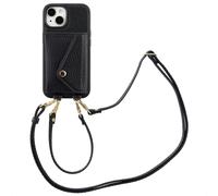 Selencia Coque de téléphone Sera avec cordon et porte-cartes enveloppe pour Apple iPhone 15 - Noir