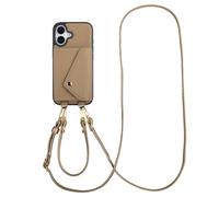 Selencia Selencia Coque de télephone Sera avec cordon et porte-cartes enveloppe iPhone 17 Taupe Beige