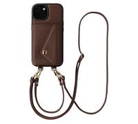 Selencia Coque de télephone Sera avec cordon et porte-cartes enveloppe pour Apple iPhone 15 - Chocolate Brown