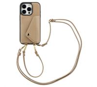 Selencia Coque de télephone Sera avec cordon et porte-cartes enveloppe pour Apple iPhone 16 Pro - Taupe