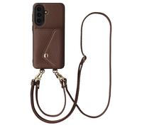 Selencia Selencia Coque de télephone Sera avec cordon et porte-cartes enveloppe pour Samsung Galaxy A57 (5G) Chocolate Brown Brun foncé
