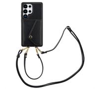 Selencia Coque de télephone Sera avec cordon et porte-cartes enveloppe pour Samsung Galaxy S25 Ultra - Noir