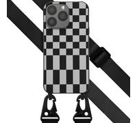 Selencia Selencia Coque design en silicone avec cordon amovible iPhone 13 Pro Irregular Check Black Noir