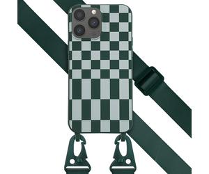 Selencia Selencia Coque design en silicone avec cordon amovible iPhone 13 Pro Max Irregular Check Green Vert