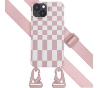 Selencia ?Coque design en silicone avec cordon amovible pour iPhone 14 - Irregular Check Sand Pink