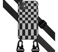 Selencia Selencia Coque design en silicone avec cordon amovible pour iPhone 11 Irregular Check Black Noir