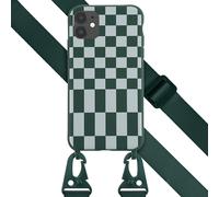 Selencia Selencia Coque design en silicone avec cordon amovible pour iPhone 11 Irregular Check Green Vert