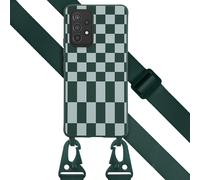 Selencia Selencia Coque design en silicone avec cordon amovible Samsung Galaxy A53 Irregular Check Green Vert