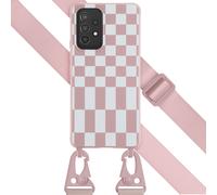 Selencia Selencia Coque design en silicone avec cordon amovible Samsung Galaxy A53 Irregular Check Sand Pink Rose