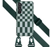 Selencia Selencia Coque design en silicone avec cordon amovible Samsung Galaxy S23 Irregular Check Green Vert