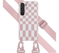 Selencia ?Coque design en silicone avec cordon amovible pour Samsung Galaxy S23 - Irregular Check Sand Pink