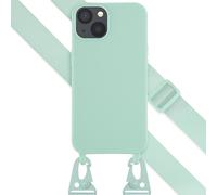 Selencia Coque silicone avec cordon amovible pour Apple iPhone 13 - Turquoise