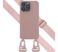 Selencia Selencia Coque silicone avec cordon amovible iPhone 14 Pro Max Sand Pink Rose