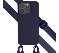 Selencia Selencia Coque silicone avec cordon amovible iPhone 15 Pro Bleu foncé Bleu foncé