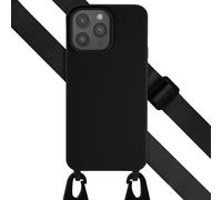 Selencia Coque silicone avec cordon amovible pour iPhone 15 Pro Max - Noir