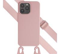 Selencia Selencia Coque silicone avec cordon amovible iPhone 15 Pro Max Sand Pink Rose