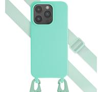 Selencia Coque silicone avec cordon amovible pour Apple iPhone 15 Pro - Turquoise