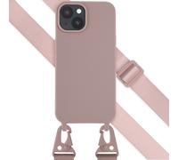 Selencia Selencia Coque silicone avec cordon amovible iPhone 15 Sand Pink Rose