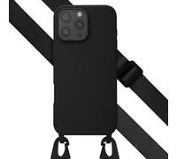 Selencia Étui en silicone avec cordon détachable pour l'Apple iPhone 16 Pro Max - Noir