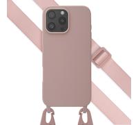 Selencia Selencia Coque silicone avec cordon amovible iPhone 16 Pro Max Sand Pink Rose