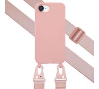 Selencia Selencia Coque silicone avec cordon amovible iPhone 17e / 16e Sand Pink Rose
