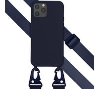 Selencia Coque silicone avec cordon amovible pour Apple iPhone 12 (Pro) - Bleu foncé