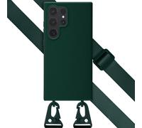 Selencia Coque silicone avec cordon amovible pour Samsung Galaxy S24 Ultra - Vert foncé