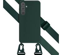 Selencia Coque silicone avec cordon amovible pour Samsung Galaxy A35 - Vert foncé