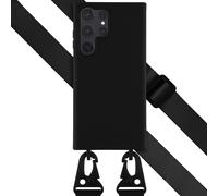 Selencia Coque silicone avec cordon amovible pour Samsung Galaxy S23 Ultra - Noir