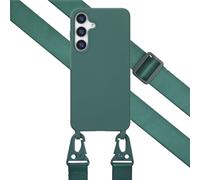 Selencia Selencia Coque silicone avec cordon amovible Samsung Galaxy S25 Plus Vert foncé Vert foncé