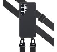 Selencia Coque silicone avec cordon amovible pour Samsung Galaxy S25 Ultra - Noir