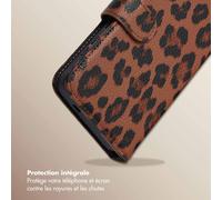 Selencia Étui de télephone portefeuille imprimé léopard Sabi pour Samsung Galaxy S25 / S24 - Mocha Brown