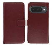 Selencia Selencia Étui portefeuille en cuir véritable Google Pixel 10 / 10 Pro Burgundy Rouge foncé