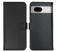 Selencia Selencia Étui portefeuille en cuir véritable Google Pixel 8a Noir Noir