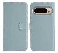 Selencia Selencia Étui portefeuille en cuir véritable Google Pixel 9 / 9 Pro Air Blue Bleu clair