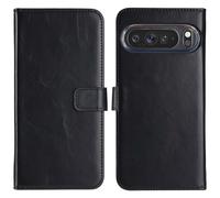 Selencia Étui de téléphone portefeuille en cuir véritable pour Google Pixel 9 Pro XL - Noir
