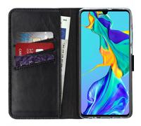 Selencia Selencia Étui portefeuille en cuir véritable Huawei P30 Noir Noir