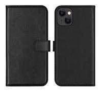 Selencia Selencia Étui portefeuille en cuir véritable iPhone 13 Noir Noir