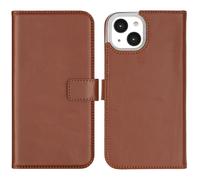 Selencia Selencia Étui portefeuille en cuir véritable iPhone 14 Marron clair Brun clair