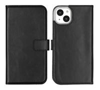 Selencia Selencia Étui portefeuille en cuir véritable iPhone 14 Plus Noir Noir