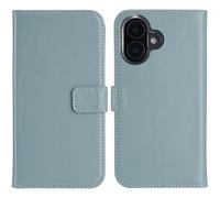 Selencia Selencia Étui portefeuille en cuir véritable iPhone 16 Air Blue Bleu clair