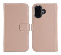 Selencia Selencia Étui portefeuille en cuir véritable iPhone 16 Plus Dusty Pink Rose clair